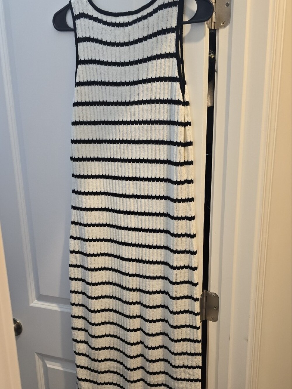 Commense - Black & White Striped Button-Front Maxi Dress - Picture 5 of 11